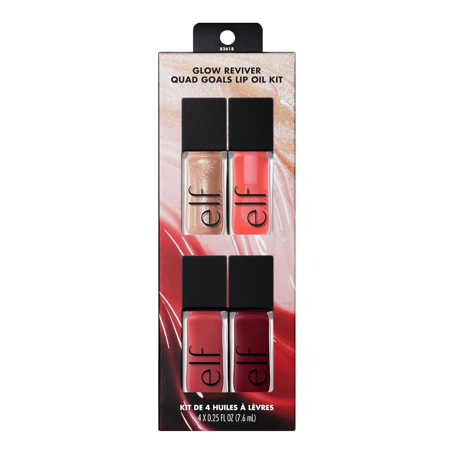 Glow Reviver Quad Goals Lip Oil Set - High-Gloss Lip Gloss Collection with Sheer Color, Non-Sticky Formula, Vegan & Cruelty-Free, Includes 4 Glosses