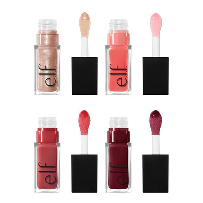 Glow Reviver Quad Goals Lip Oil Set - High-Gloss Lip Gloss Collection with Sheer Color, Non-Sticky Formula, Vegan & Cruelty-Free, Includes 4 Glosses