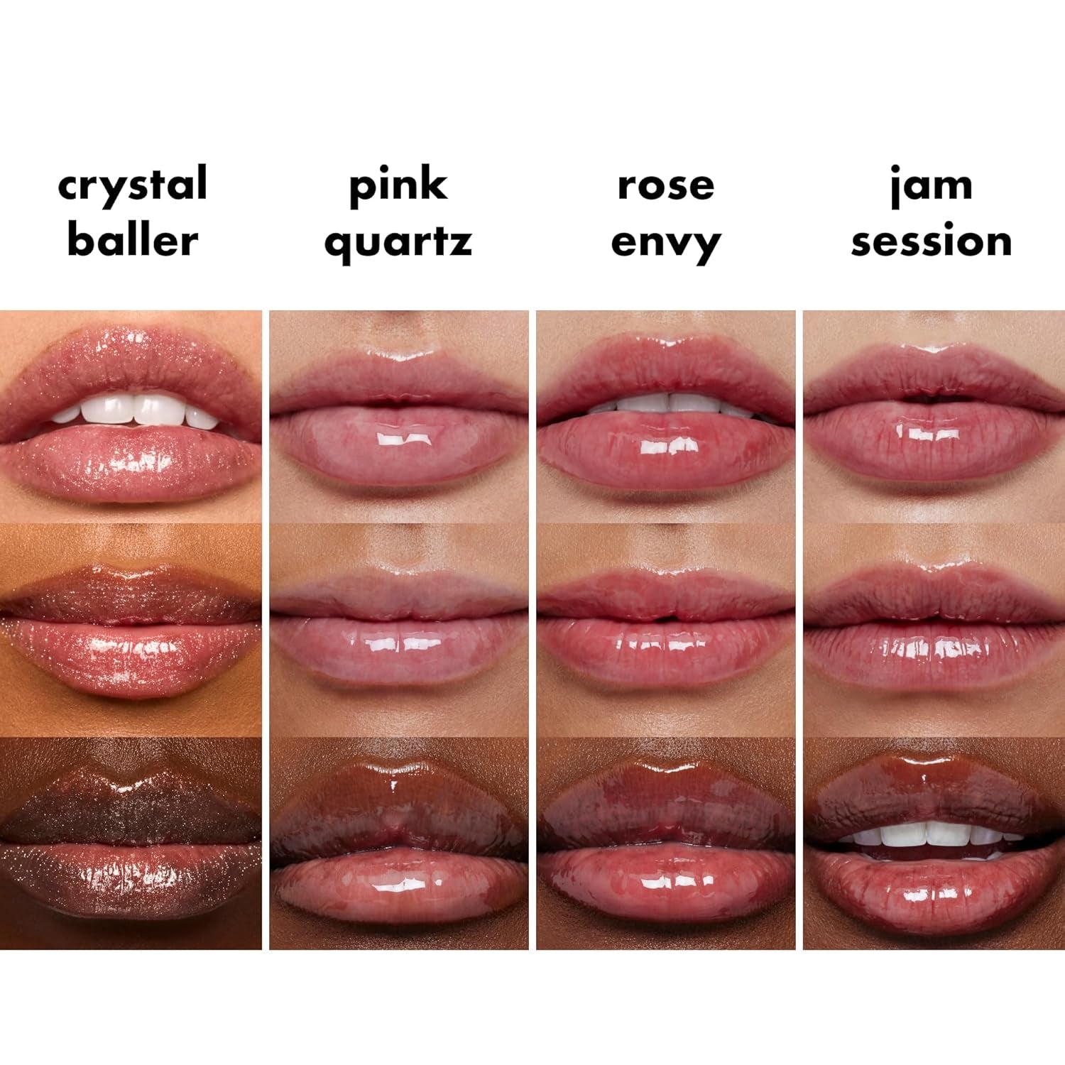 Glow Reviver Quad Goals Lip Oil Set - High-Gloss Lip Gloss Collection with Sheer Color, Non-Sticky Formula, Vegan & Cruelty-Free, Includes 4 Glosses