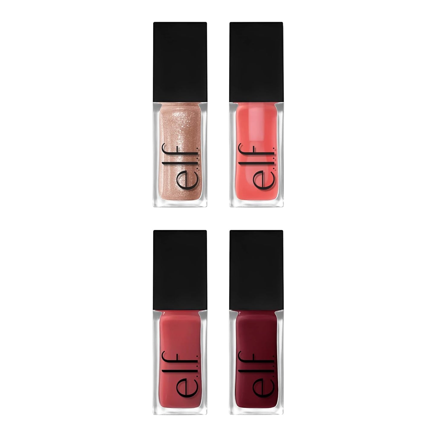 Glow Reviver Quad Goals Lip Oil Set - High-Gloss Lip Gloss Collection with Sheer Color, Non-Sticky Formula, Vegan & Cruelty-Free, Includes 4 Glosses